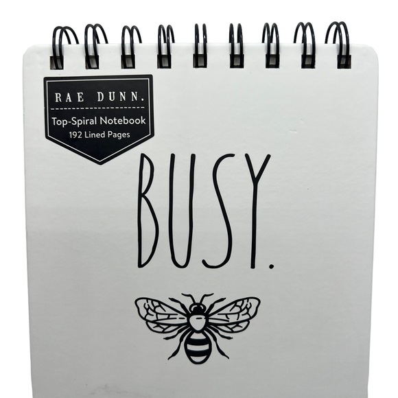 NEW Rae Dunn Busy Bee Top Spiral Hardcover Notebook 192 Lined Pages with Elastic - Picture 5 of 7